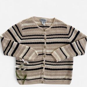 Vintage beige neutral striped cardigan